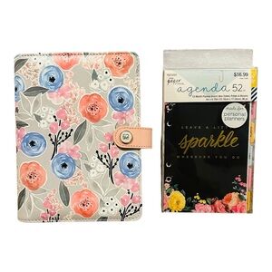A6 Floral Planner with 6 Ring Snap Closure w/ extra 12 month planner insert